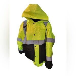 NWOT. XL Heavy duty high visibility, hooded winter jacket.